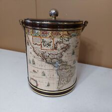 Vintage SHELTON WARE Ice Bucket  Old World Map 1980s Made In USA 5 Quart picture