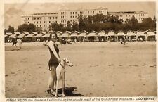ca 1920's Lido-Venice beach, Maria Weiss White  dog swim-suit film-actor picture