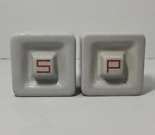 Vintage 50's Salt And Pepper Shakers Red On White Square Retro picture