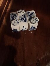 Delft Blue and White/blue Dutch Shoes Napkin Rings Holders Set of 3 picture