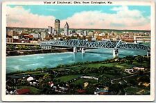 1934 View Of Cincinnati Ohio From Covington Kentucky KY Posted Postcard picture