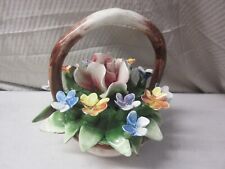 Authentic Nuova Capodimonte Pastels Porcelain Rose Flower Basket From Italy picture