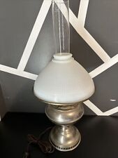 Antique Original Rayo Oil Lamp Electrified White Glass Shade With Bulb picture
