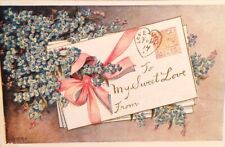 1912 St. Valentine's Day Postcard, Embossed, Gold Gilded, Signed Postcard. 1098 picture