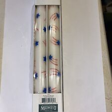 1 Pair Midwest of Cannon Falls 4th of July Taper Candles Patriotic 10