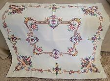 Beautiful Vintage Square Card Tablecloth  Cross Stitch Design picture