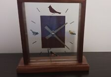 Vintage Mid Century Modern Bird Desk Mantle Clock Retro Works Wood Glass Plug In picture