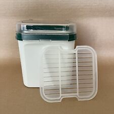 Tupperware Modular Mates Square Container Almond #3 Green Rim Hinged + Grid Rack picture