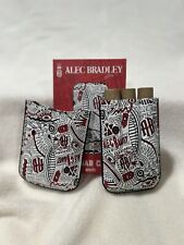 Alec Bradley 3 Finger Leather Cigar Case White with Red Black Graffiti Bump MINT picture
