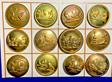 12 MIXED LOT DUAL CREST BRITISH ANTIQUE GILT & BRASS 19th C LIVERY COAT BUTTONS picture