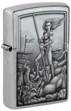 Zippo Medieval Woman Warrior Street Chrome Pocket Lighter picture