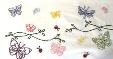 Lot of 2 standard Hand Embroidered Pillowcases NWOT Roses Flowers Butterflies picture