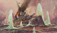 British German Royal Navy Battle North Sea 1915 Willy Stower Art - WWI Era picture