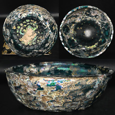 Rare Genuine Ancient Roman Facet Cup Glass Bowl with Iridescent Patina 2nd Cent picture
