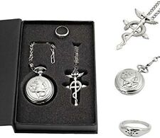 Full Metal Alchemist Pocket Watch Necklace Ring Edward Elric Anime Cosplay Gift picture