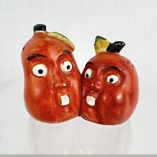 Vtg Anthropomorphic Tomato/Pumpkins Salt & Pepper Shaker Japan Solid W/ Stoppers picture