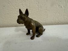 Vintage Antique Bronze Seated Boston Terrier Dog Figurine / Paperweight picture