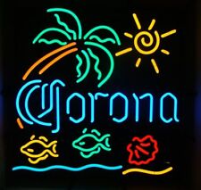 Coroa Extra Beer Macaw Tropical Fish Palm Tree Neon Light Sign Lamp Pub 20