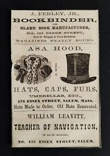 1860s antique PERLEY bookbinder HOOD fashion LEAVITT navigation salem ma ADS picture