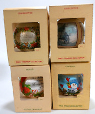 Lot of 4 Hallmark Christmas Ornaments Satin & Glass Vintage Holiday Xmas Family picture