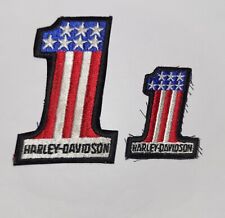 Lot (2) Vintage Harley-Davidson Motorcycles Number One Embroidered Patches picture