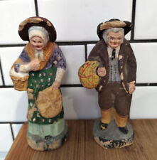 Vintage European Santons Handmade Handpainted Clay Figures Man & Woman picture