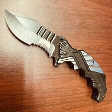 9”Black Unique Super Knife Spring Assisted Open HEAVY Folding Pocket Knife picture