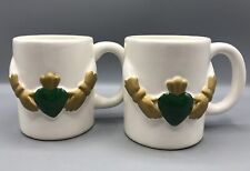 Vtg Papel Freelance Claddagh Hearts Irish Coffee Mugs Set of 2 picture