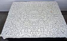Vintage Quaker Lace Yellow Floral Scalloped Edge Tablecloth 62