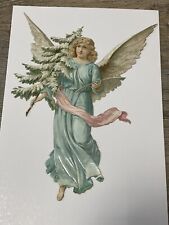Antique Victorian Scrap Relief Of An Angel Holding For Tree C 1880 Cut Out  picture