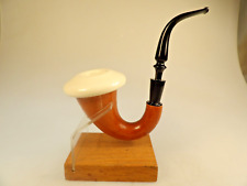 Pioneer Calabash Gourd Sherlock Holmes Pipe New Solid Meerschaum Bowl RubberStem picture
