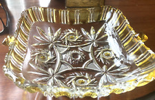 Mikasa Walther Crystal and Amber Yellow Bowl Dish With Knob Handles -  Vintage picture