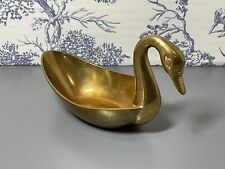 Vintage Brass Swan Figurine Dish 5” Made in India picture