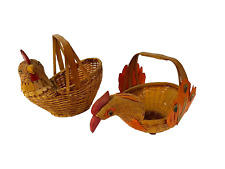 Lot of 2 Vintage Wicker Chicken Baskets picture