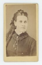 Antique CDV Circa 1870s Beautiful Woman With Long Curls Rich Zanesville, OH picture
