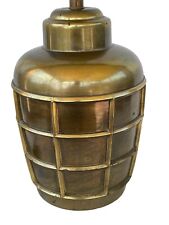 Vintage Round Brass Table Lamp Mid-Century Modern picture