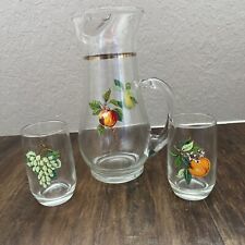 MCM Vintage Fruit Pitcher with 2 Juice Glasses picture