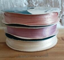 Vintage 3 Spools Bundle Spool'o Ribbon 100 Yards Combined Peach Purple Ivory NEW picture