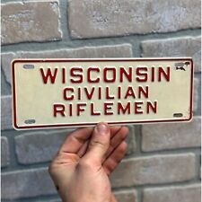 RARE Vintage c1930s Wisconsin Civilian Rifleman License Plate Sign picture
