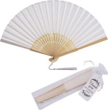 50 Sets Imitated Silk Hand Fan with Tassel and Gift Bags and Thank You Gift Tag picture