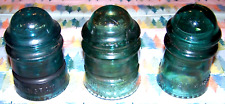 3 Nice Smaller Hemingray 12/9/No 12 May 2 1893 Blue Green Insulators Made In USA picture