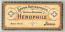 French c1910's Perfume Label Savon Antiseptique Hérophile - White Cross Paris picture