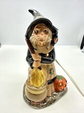 Vintage Ceramic Hand Painted Halloween Spooky Witch Lighted 9.5