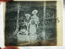 Antique Photo Glass Negative RARE medical oddity GIANT GOITER pioneer family picture