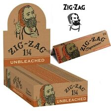Zig Zag Unbleached Ultra Thin 1.25 1 1/4 Brown Rolling Paper 24 Booklet FULL BOX picture