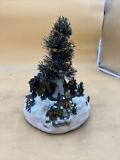 VINTAGE CHRISTMAS TRAIN TOWN WITH TREE DECORATIVE FIGURINE PLAYS MUSIC picture
