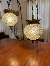 Antique Hanging Lamp round diamond cut Set Of Two Vintage Swag Set Of 2 Pendant picture