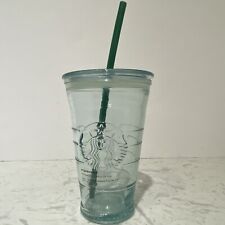 Starbucks Recycled Green Glass Tumbler 16oz Cup Cold Grande Spain Lid Straw picture