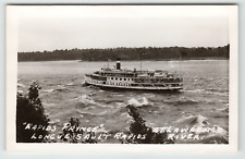 Postcard RPPC Boat Rapids Prince Longue Sault Rapids St Lawrence River picture