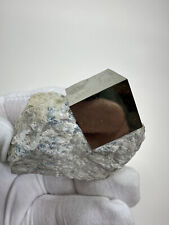 LARGE Lusterous Pyrite Cube on Matrix__Navajun Mine , Spain picture